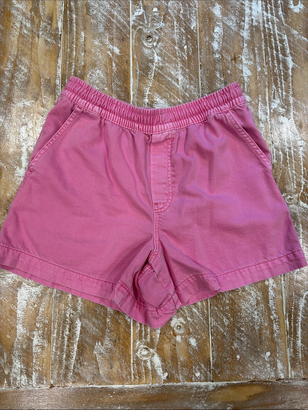 Women's Elastic Waist Pink Cotton Shorts